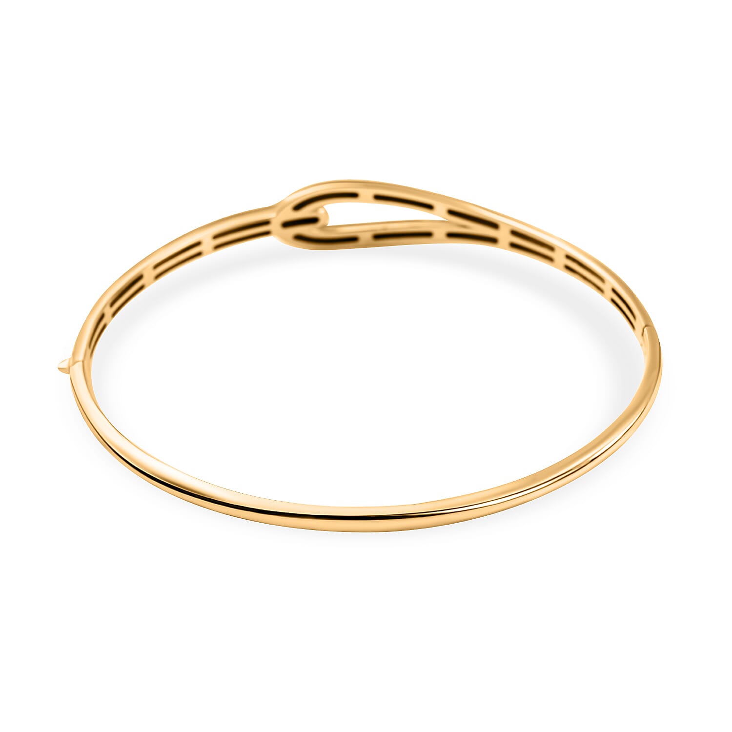 Hatton Garden Closeout - 9K Yellow Gold Hook Knot Openable Hinged Bangle (Size - 7)