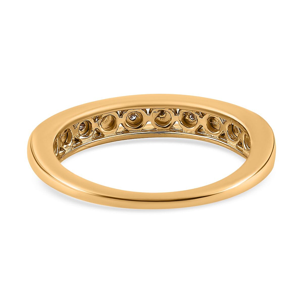 Diamond Half Eternity Band Ring in 18K Yellow Gold Vermeil Plated Sterling Silver