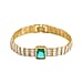 Designer Inspired - Simulated Emerald Colour Austrian Crystal & Cubic Zirconia Bracelet (Size - 7.5)