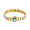Designer Inspired - Simulated Emerald Colour Austrian Crystal & Cubic Zirconia Bracelet (Size - 7.5)