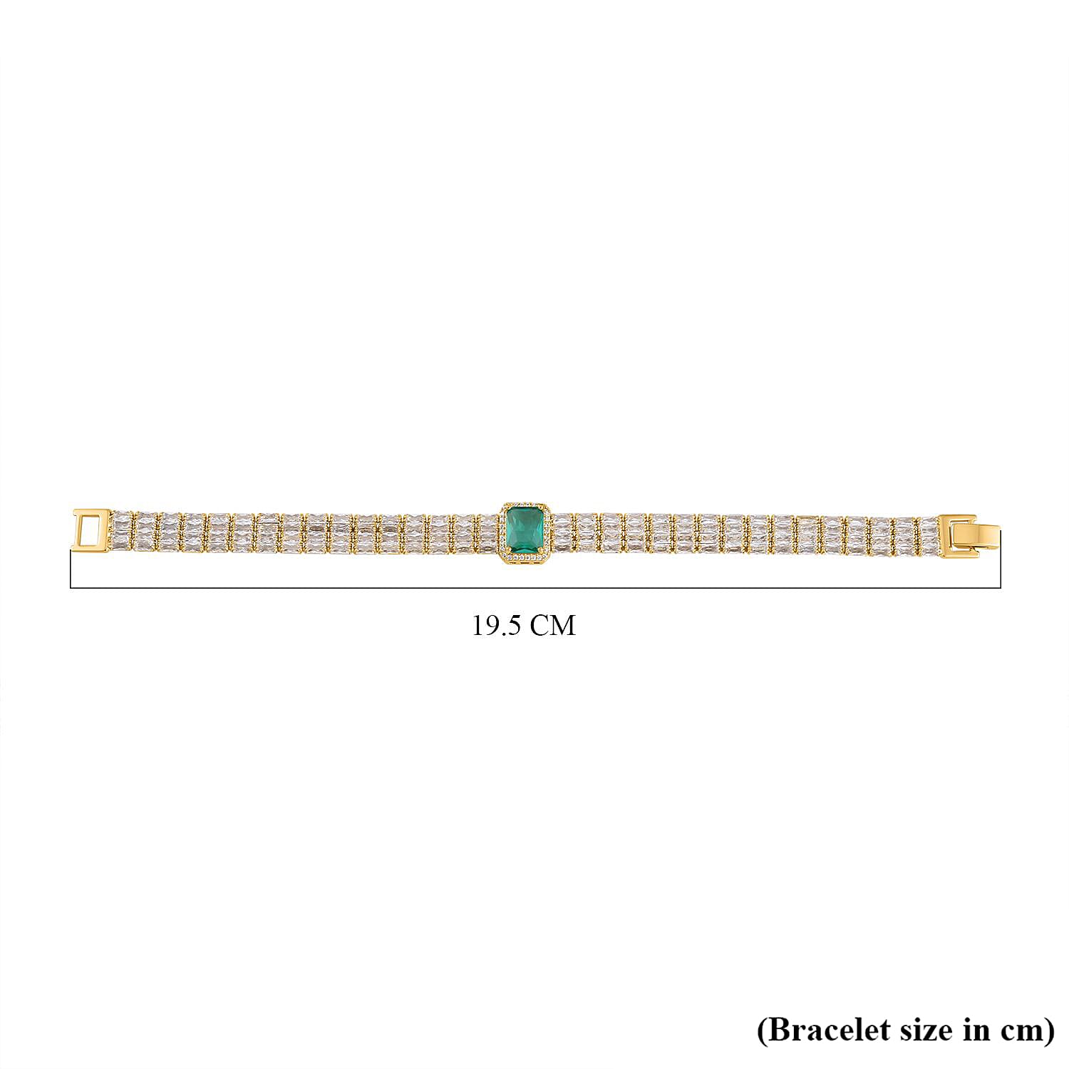 Designer Inspired - Simulated Emerald Colour Austrian Crystal & Cubic Zirconia Bracelet (Size - 7.5)