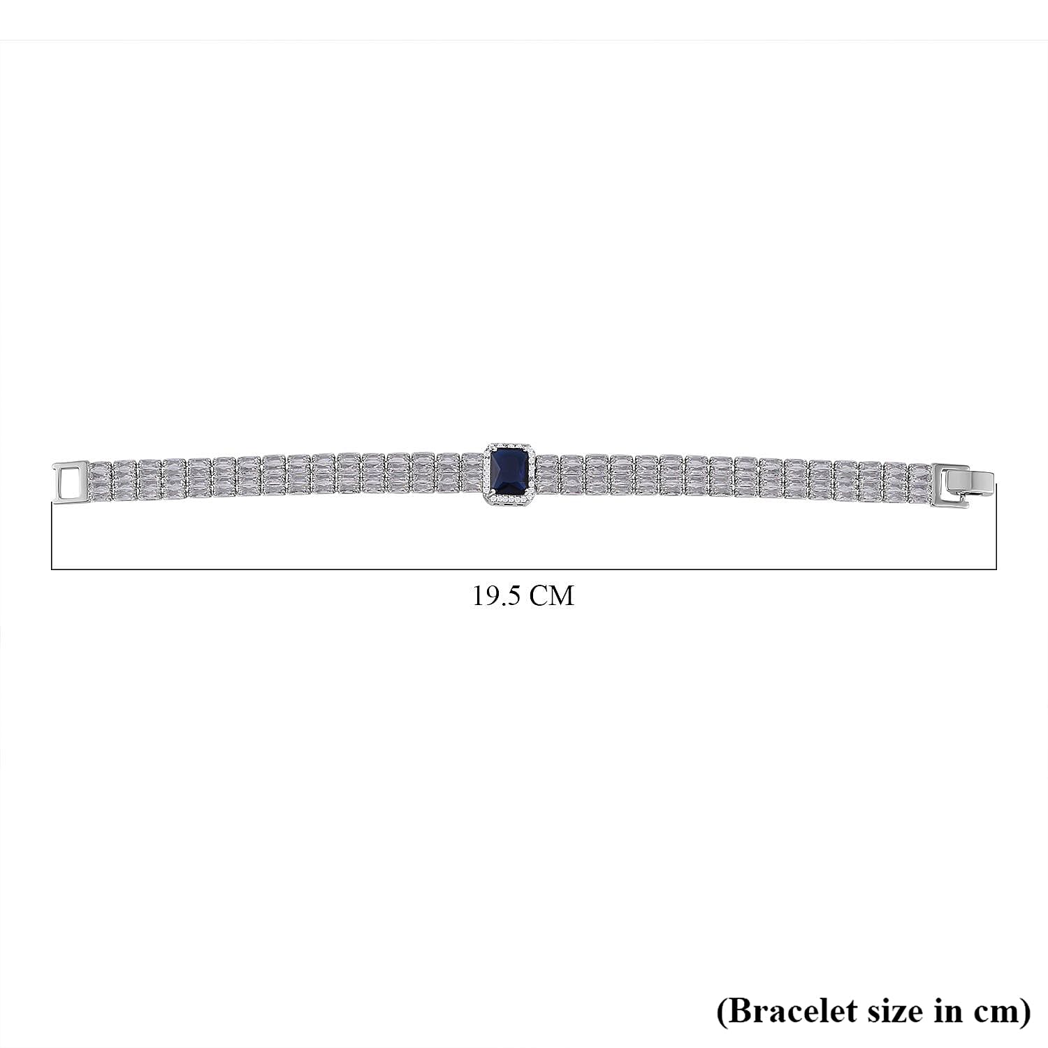 Designer Inspired - Simulated Blue Sapphire & Whitte Cubic Zirconia Bracelet (Size - 7.5)