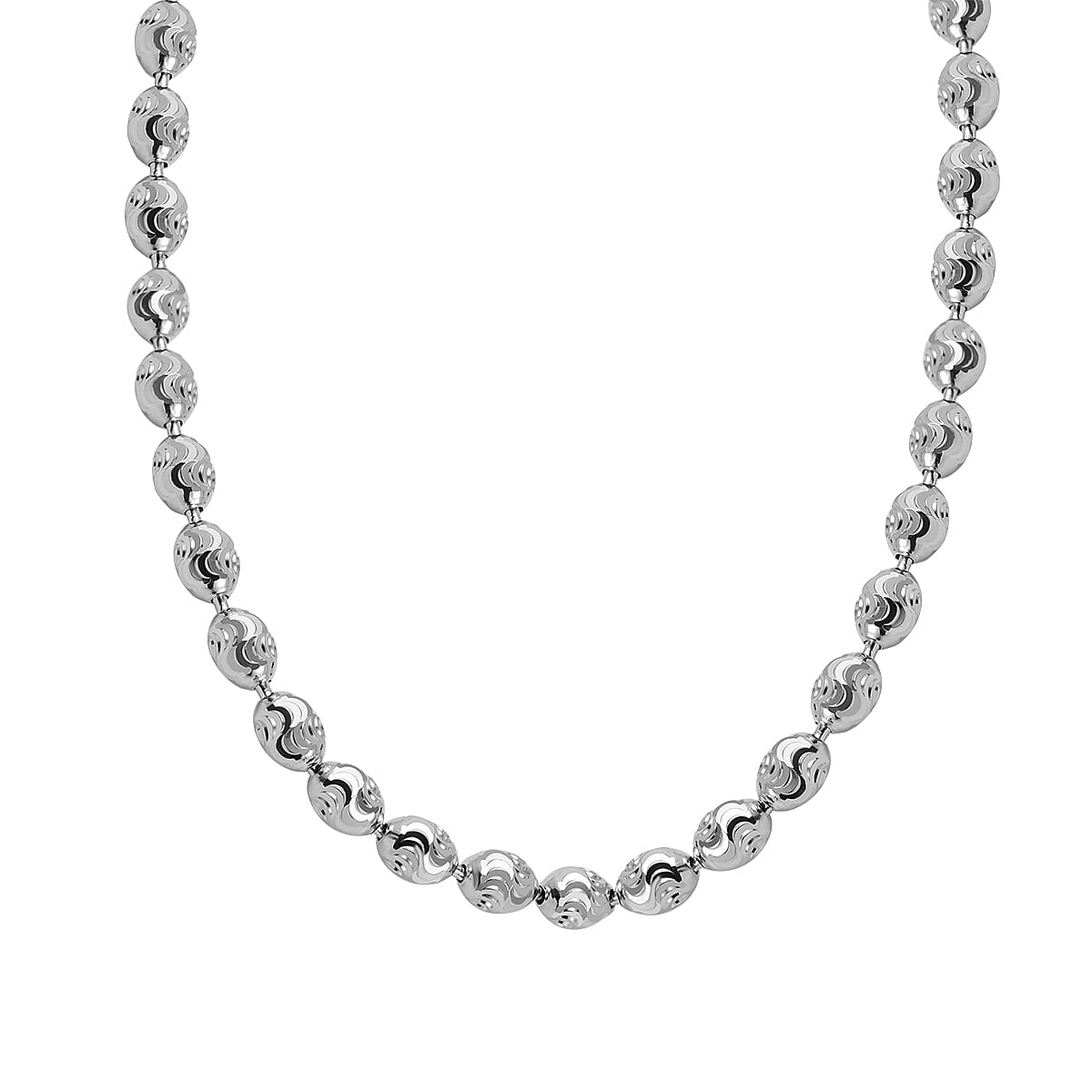 Craigs Find - Diamond Cut Chicco Necklace Rhodium Overlay in Sterling SilverNecklace (Size - 20), Silver Wt. 13.10 Gms