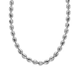 Diamond Cut Necklace Rhodium Overlay in Sterling Silver Necklace, Size - 20