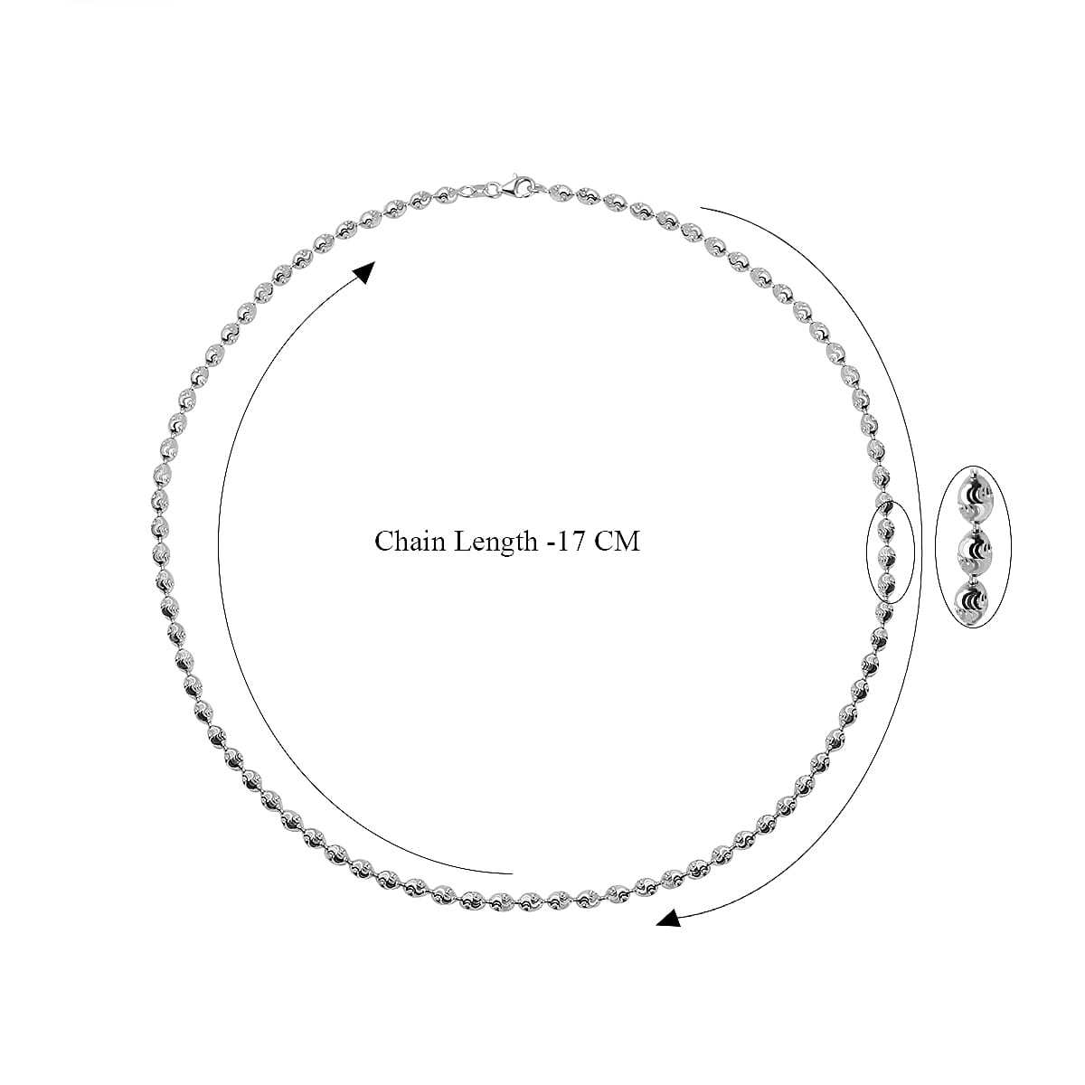 Craigs Find - Diamond Cut Chicco Necklace Rhodium Overlay in Sterling SilverNecklace (Size - 20), Silver Wt. 13.10 Gms