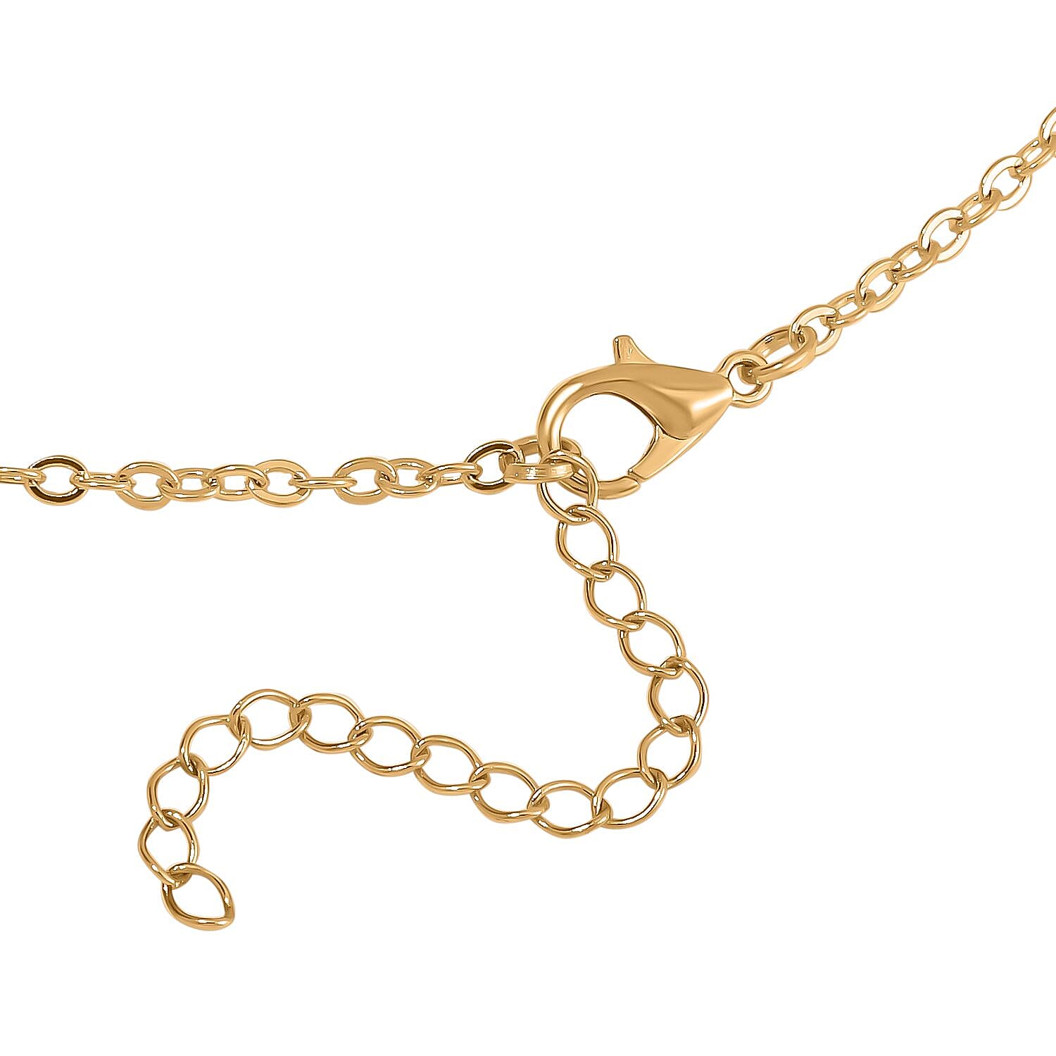 One Time Closeout - Designer Inspired Black Agate Clover Motifs Necklace (Size - 20) in Yellow Gold Tone