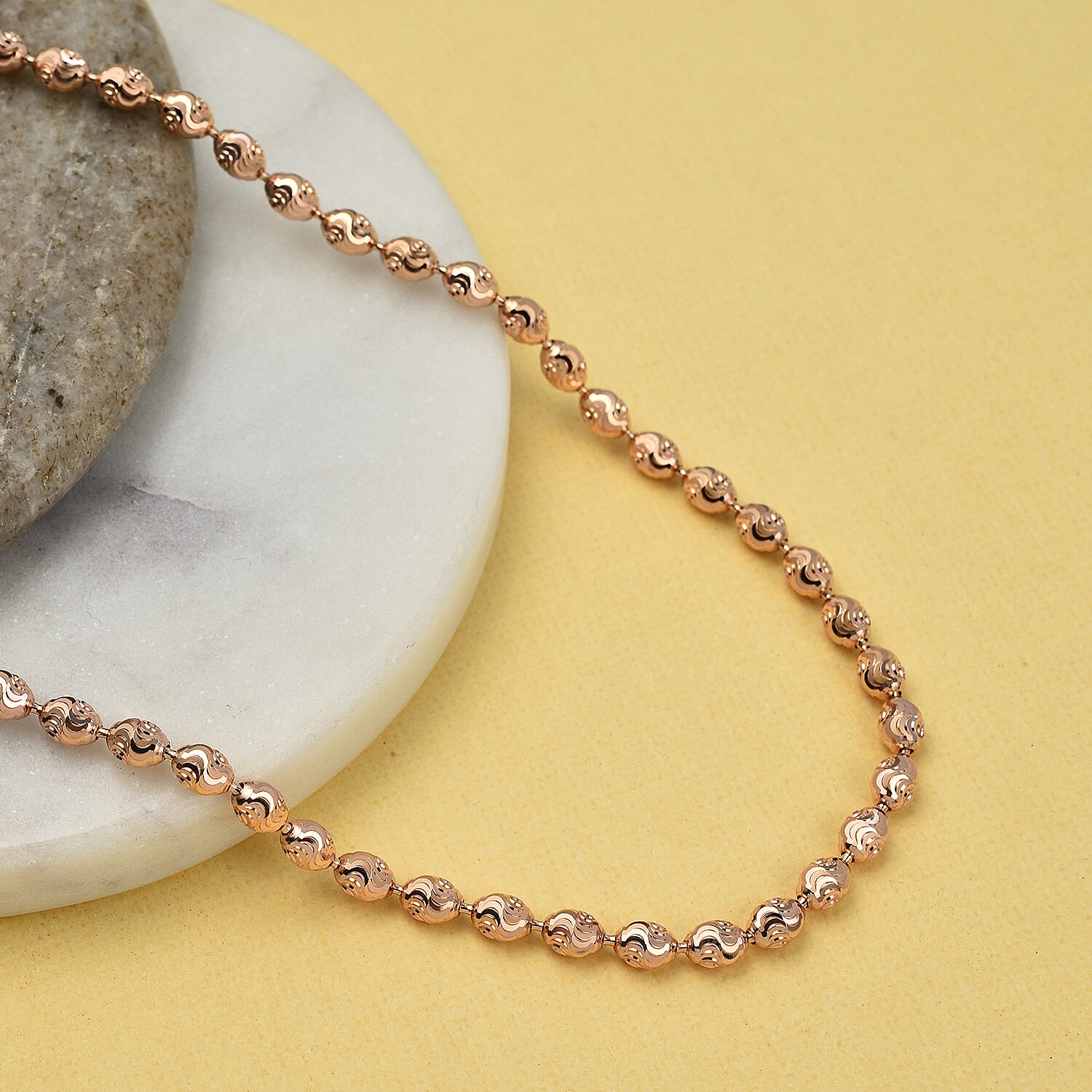 Rose Gold Overlay Sterling Silver Typhoon Chicco Necklace (Size - 20), Silver Wt. 12.42 Gms