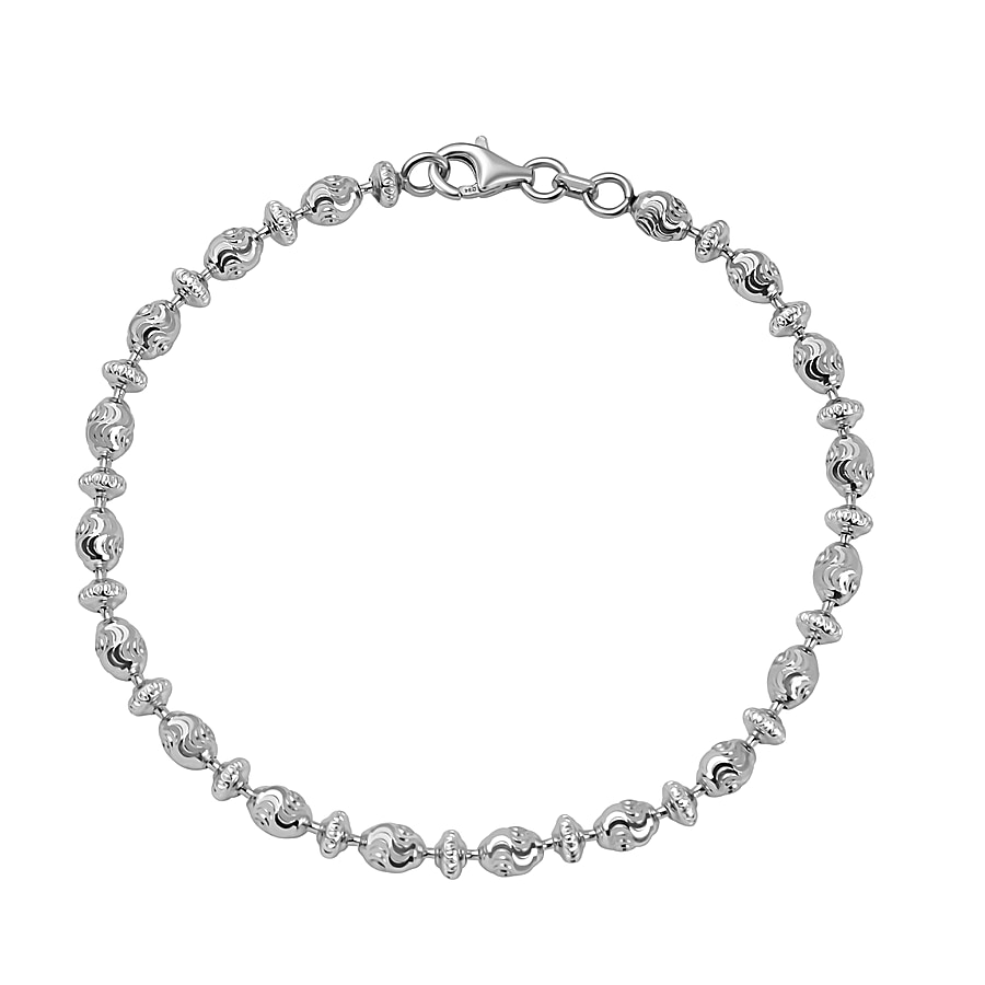 Vicenza Closeout - Rhodium Overlay Sterling Silver Saturno Bracelet (Size - 7.5), Silver Wt. 6.00 Gms