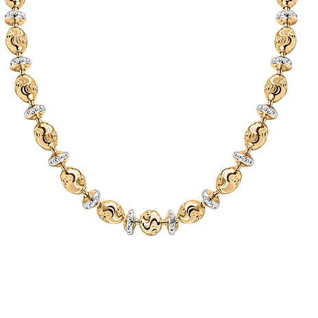 Vicenza Closeout - Rhodium & Yellow Gold Plated Sterling Silver Saturno Necklace (Size - 20), Silver Wt. 16.00 Gms.