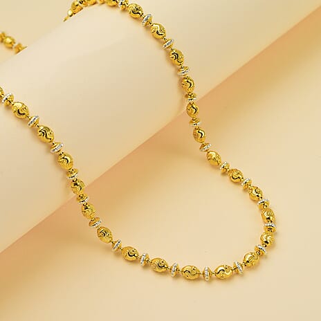 Vicenza Closeout - Rhodium & Yellow Gold Plated Sterling Silver Saturno Necklace (Size - 20), Silver Wt. 16.00 Gms.