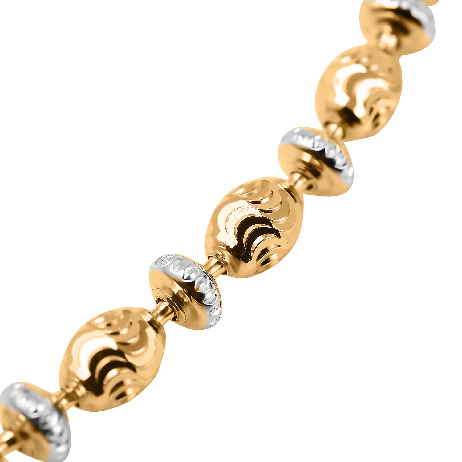 Vicenza Closeout - Rhodium & Yellow Gold Plated Sterling Silver Saturno Necklace (Size - 20), Silver Wt. 16.00 Gms.