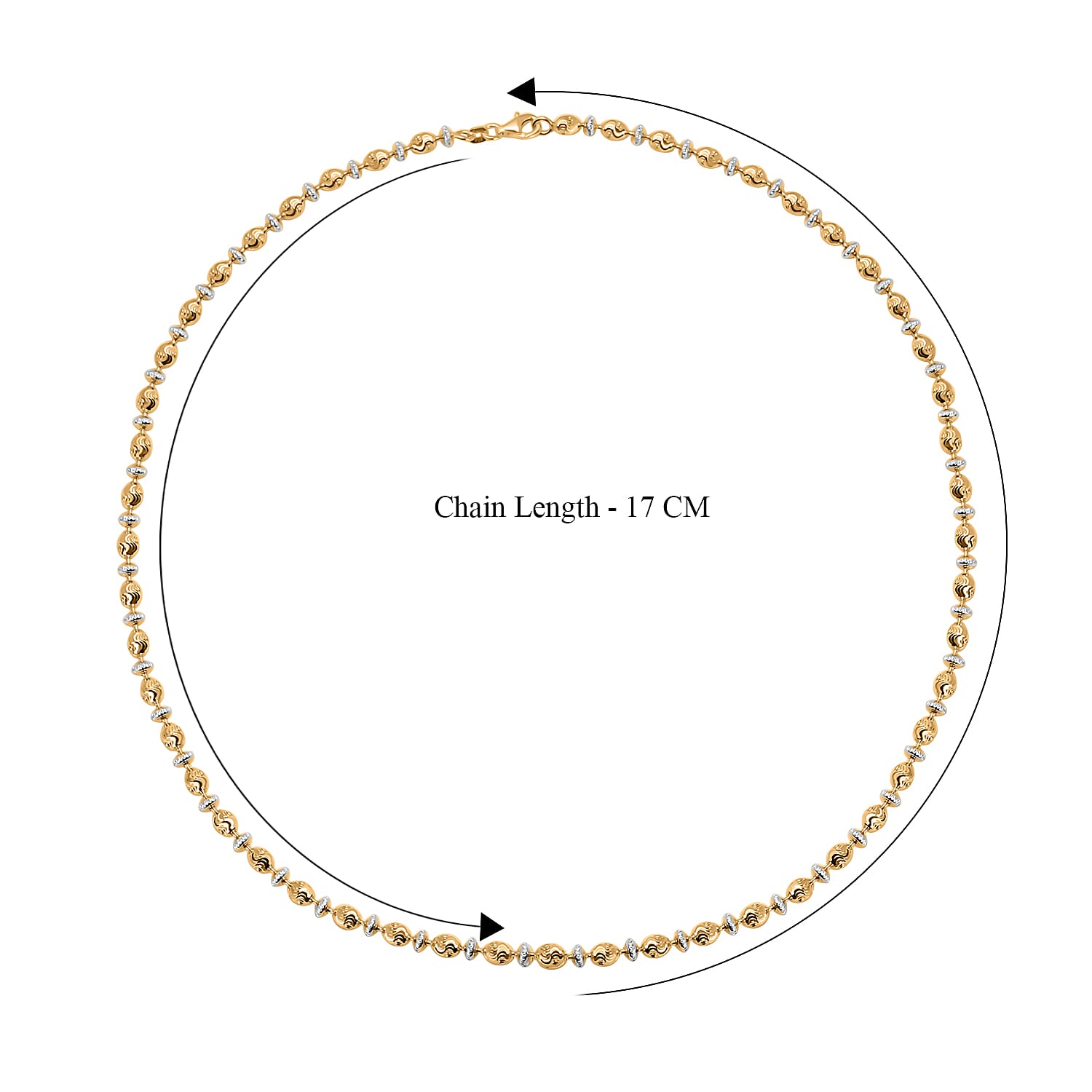 Vicenza Closeout - Rhodium & Yellow Gold Plated Sterling Silver Saturno Necklace (Size - 20), Silver Wt. 16.00 Gms.