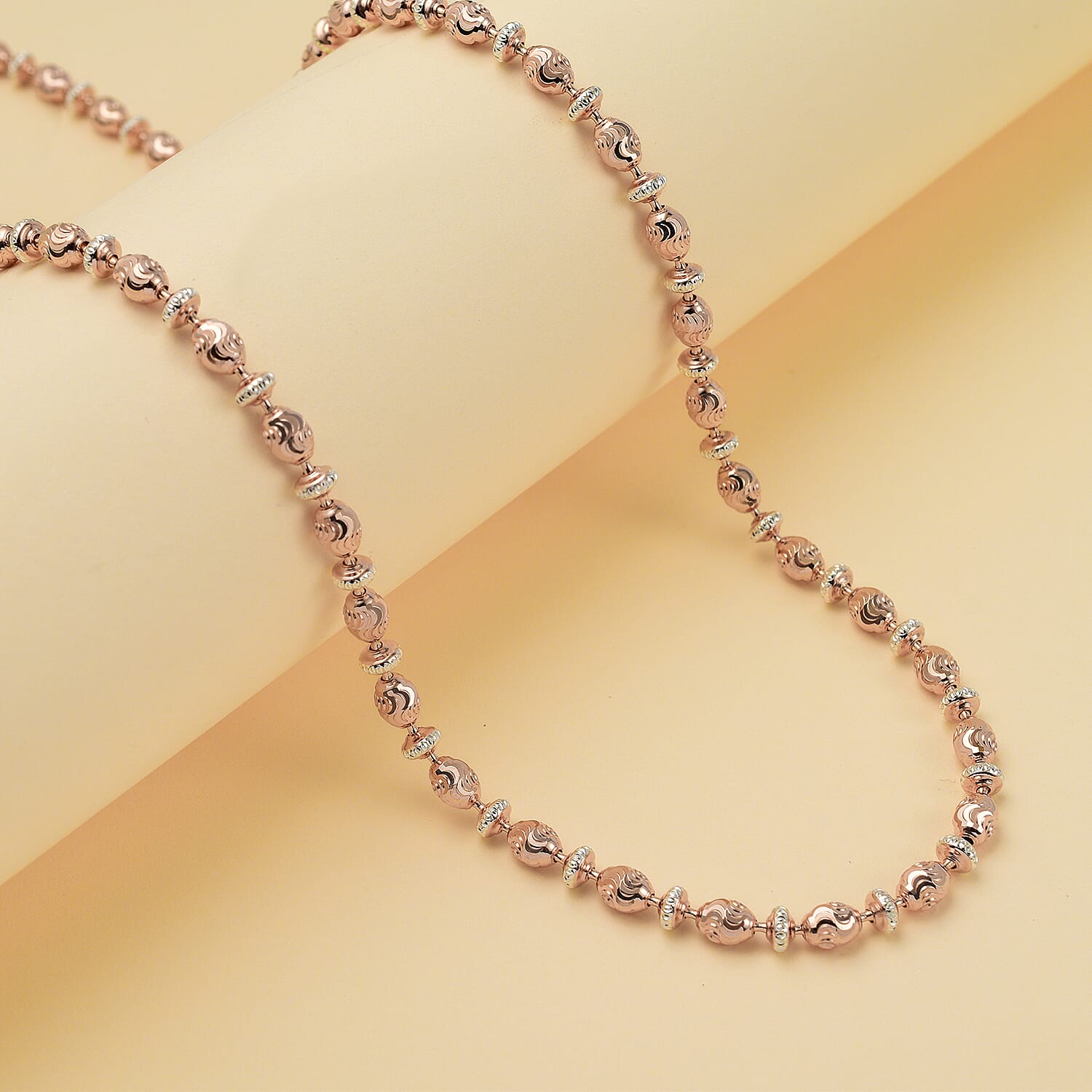 Vicenza Closeout - Rhodium & Yellow Gold Plated Sterling Silver Saturno Necklace (Size - 20), Silver Wt. 15.90 Gms