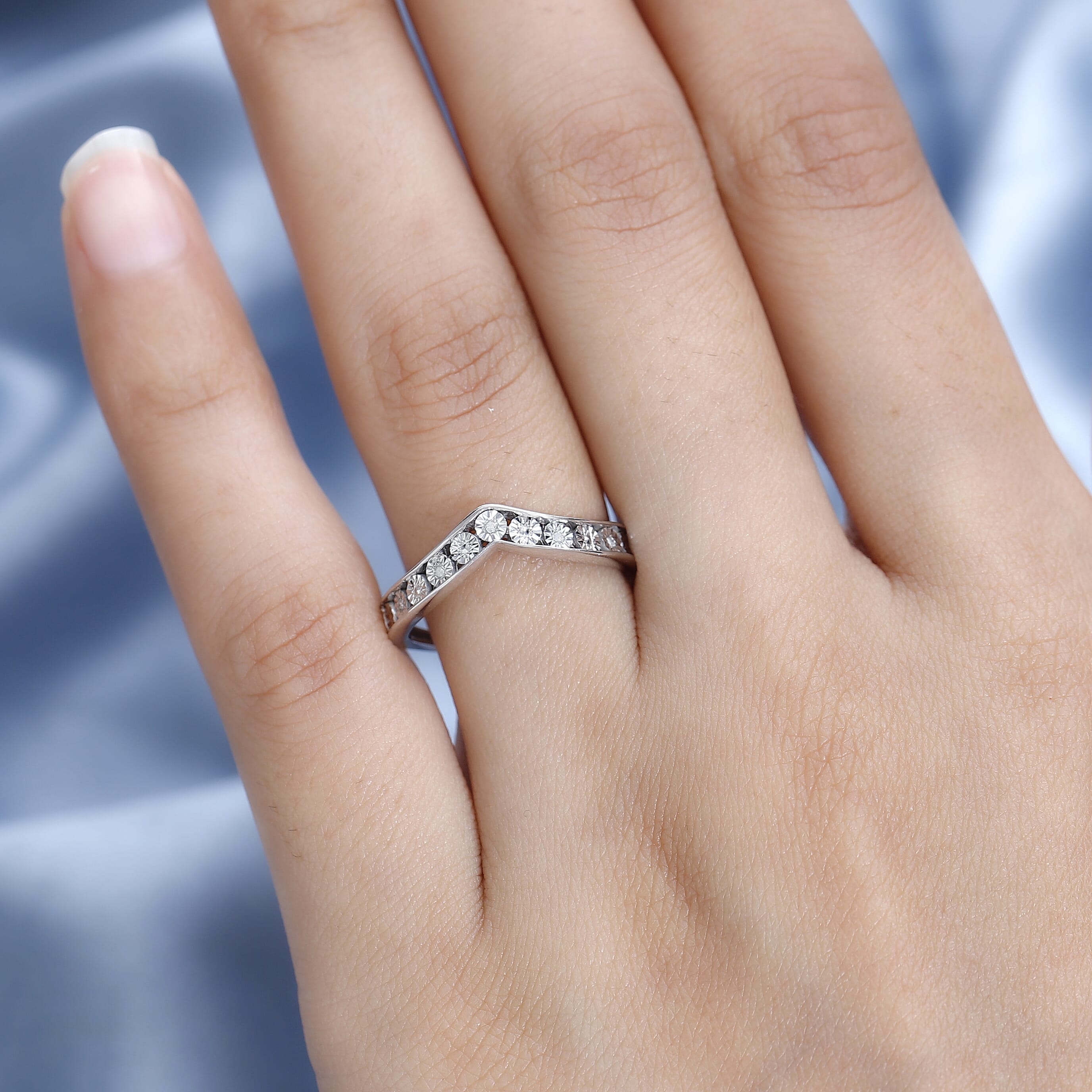Diamond Wishbone Ring in Sterling Silver