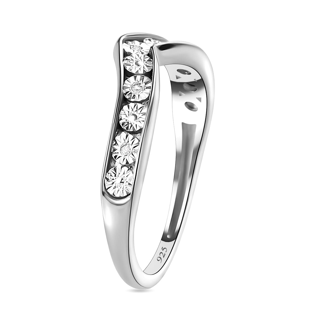 Diamond Wishbone Ring in Sterling Silver