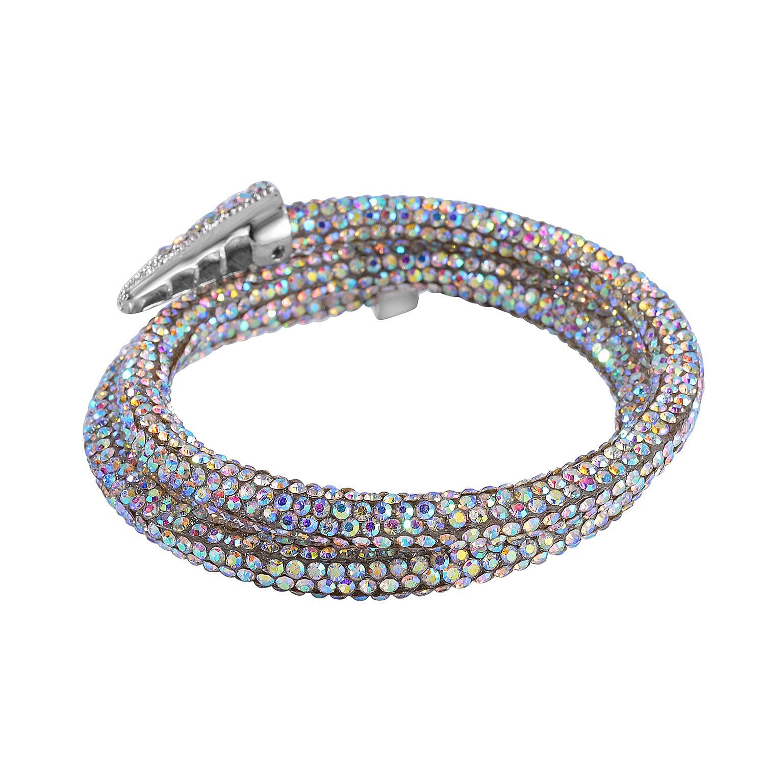 Black Crystal , Simulated Mystic White Crystal Bracelet 0.02 ct 0.020 Ct.