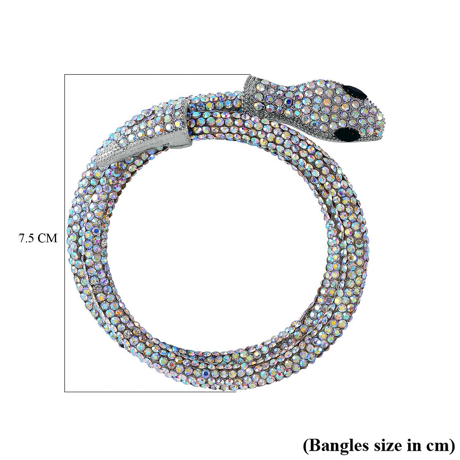 Black Crystal , Simulated Mystic White Crystal Bracelet 0.02 ct 0.020 Ct.