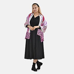 La Marey 100% Mulberry Silk Printed Scarf (Size 175x55 cm) - Yellow & Purple