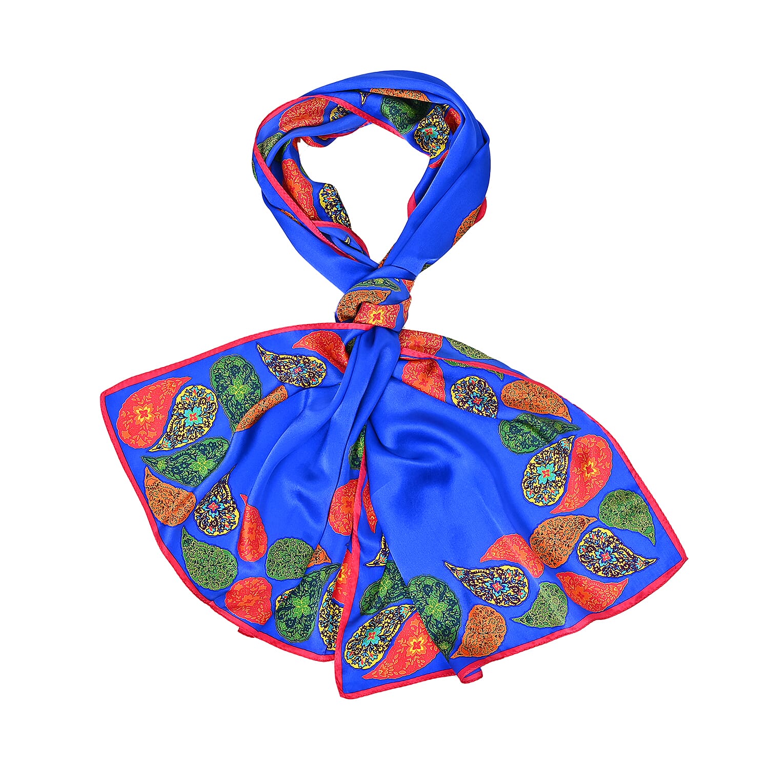 LA MAREY 100% Silk Floral Pattern Scarf (Size 178x53 cm)- Purple - Green