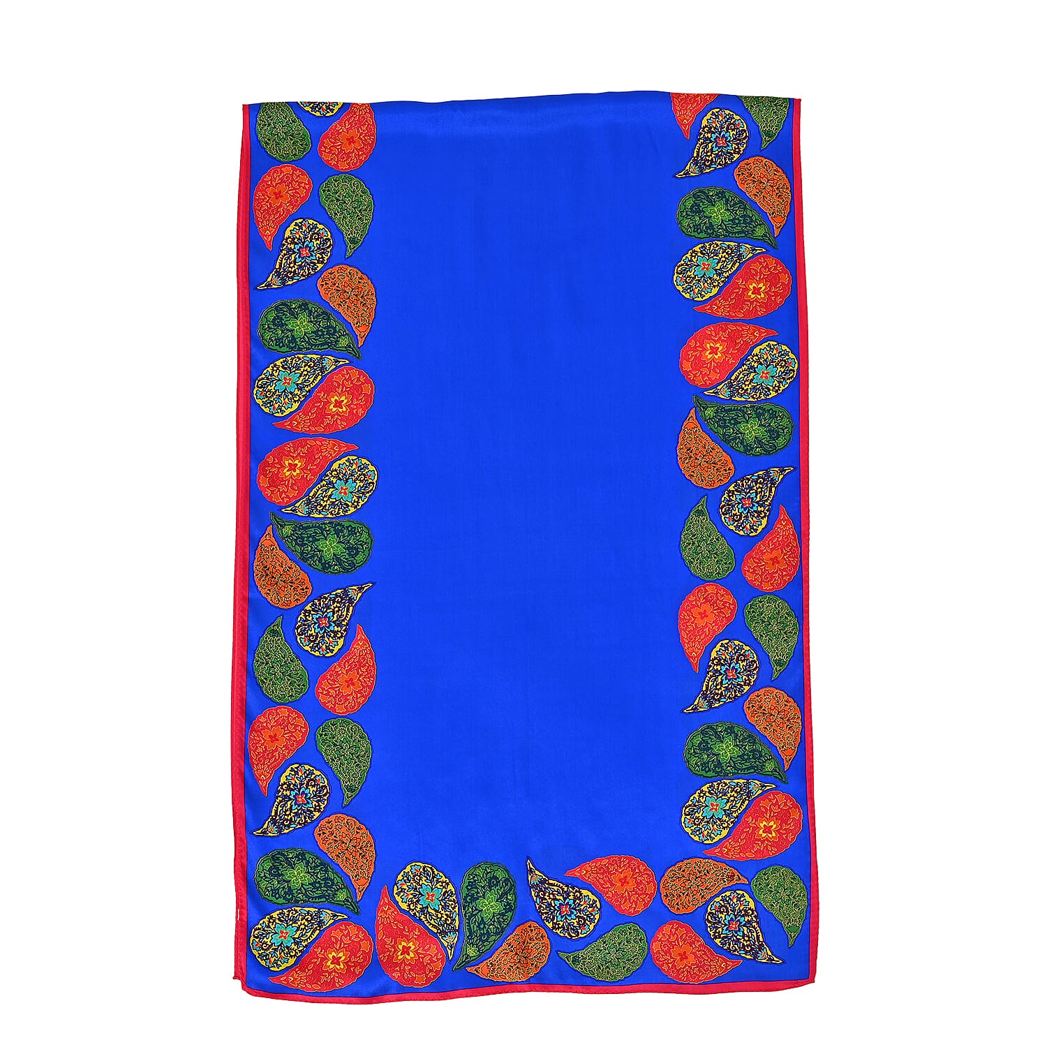 LA MAREY 100% Silk Floral Pattern Scarf (Size 178x53 cm)- Purple - Green