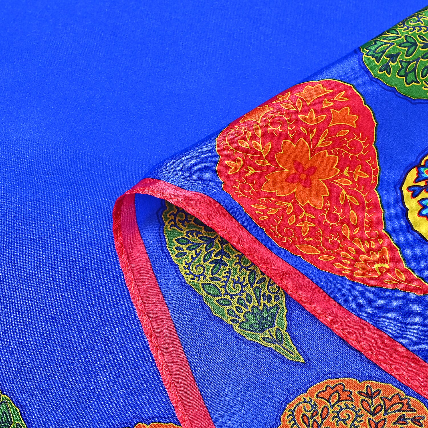 LA MAREY 100% Silk Floral Pattern Scarf (Size 178x53 cm)- Purple - Green