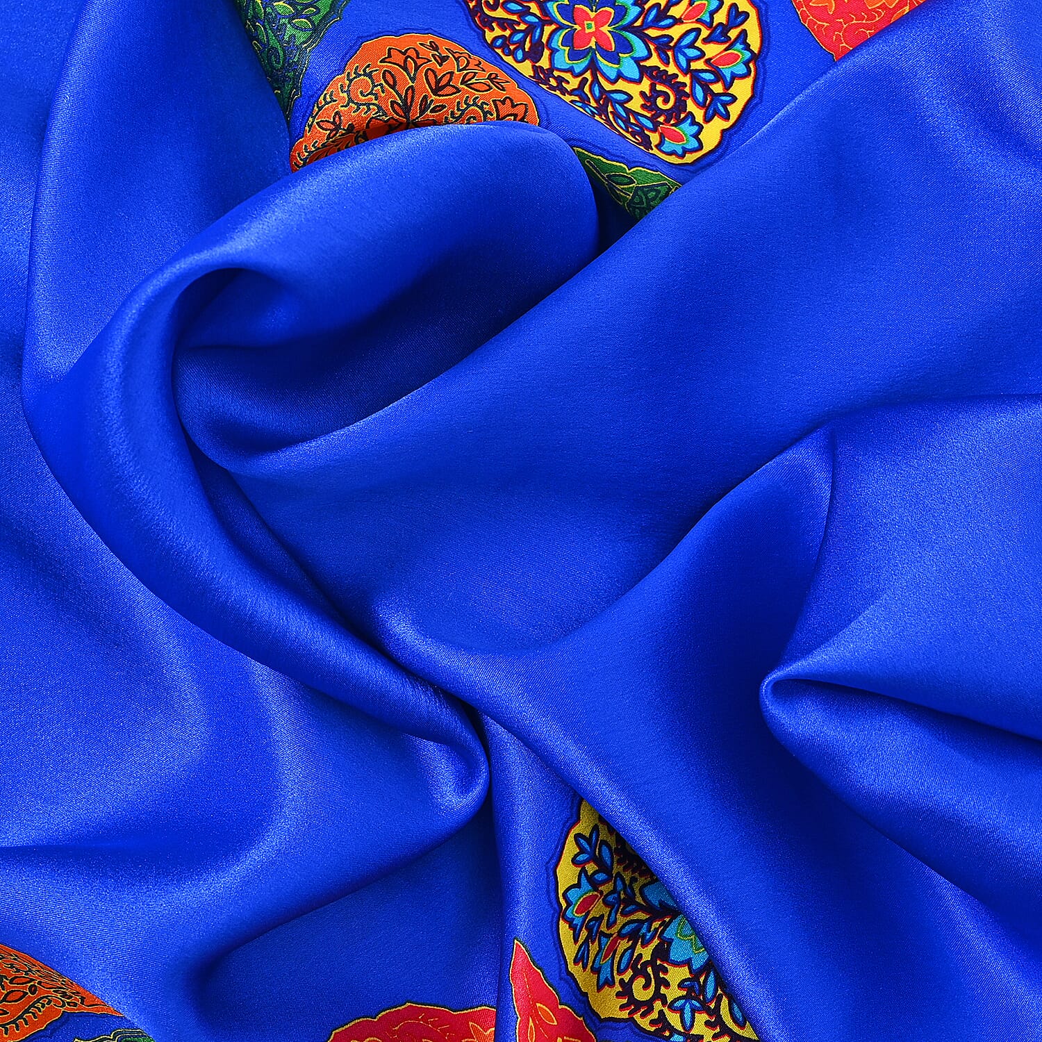 LA MAREY 100% Silk Floral Pattern Scarf (Size 178x53 cm)- Purple - Green