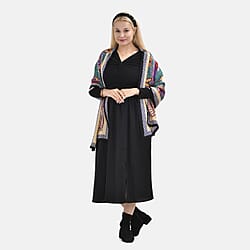 La Marey 100% Mulberry Silk Printed Scarf (Size 175x55 cm) - Yellow & Purple