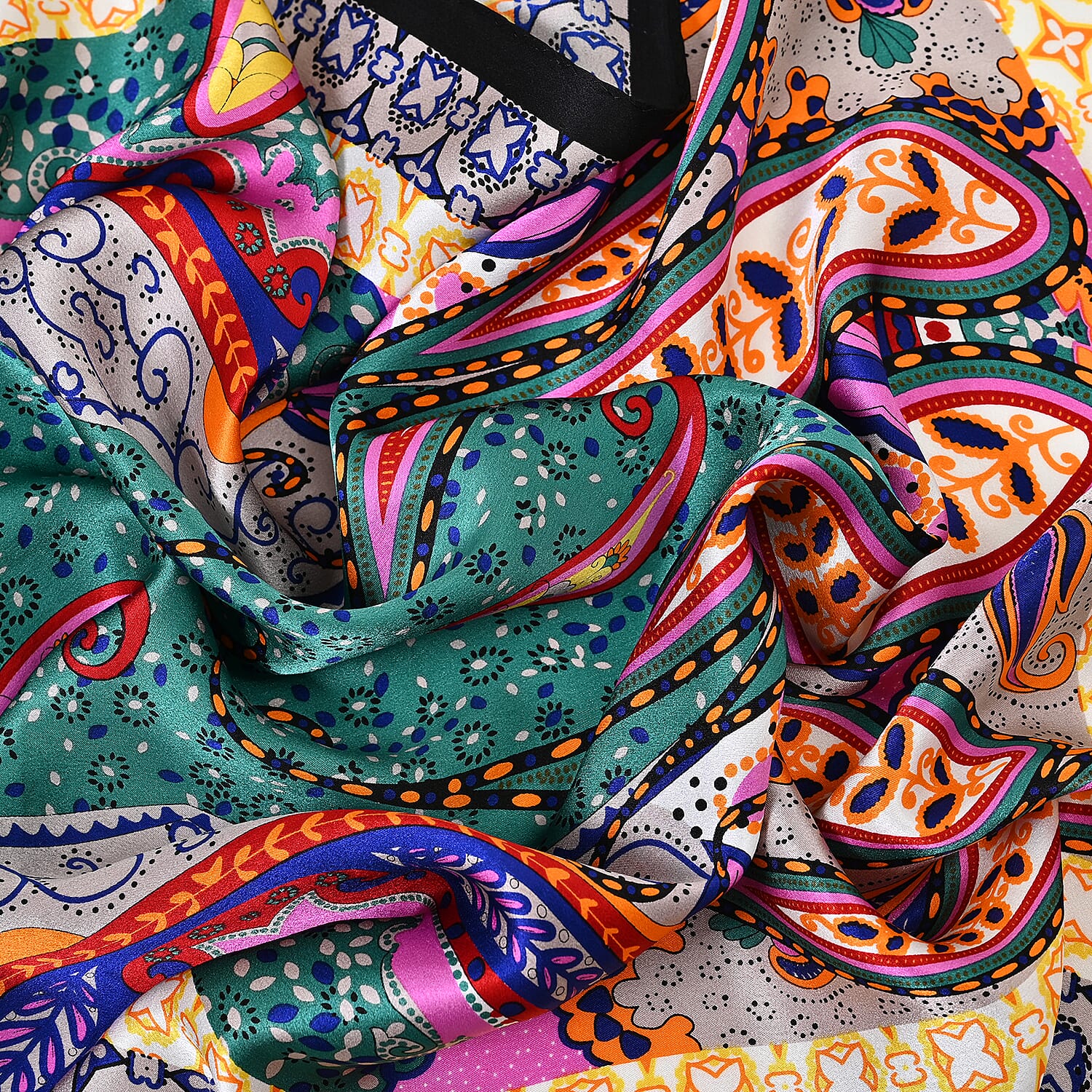 La Marey 100% Mulberry Silk Printed Scarf (Size 175x55 cm) - Green & Purple