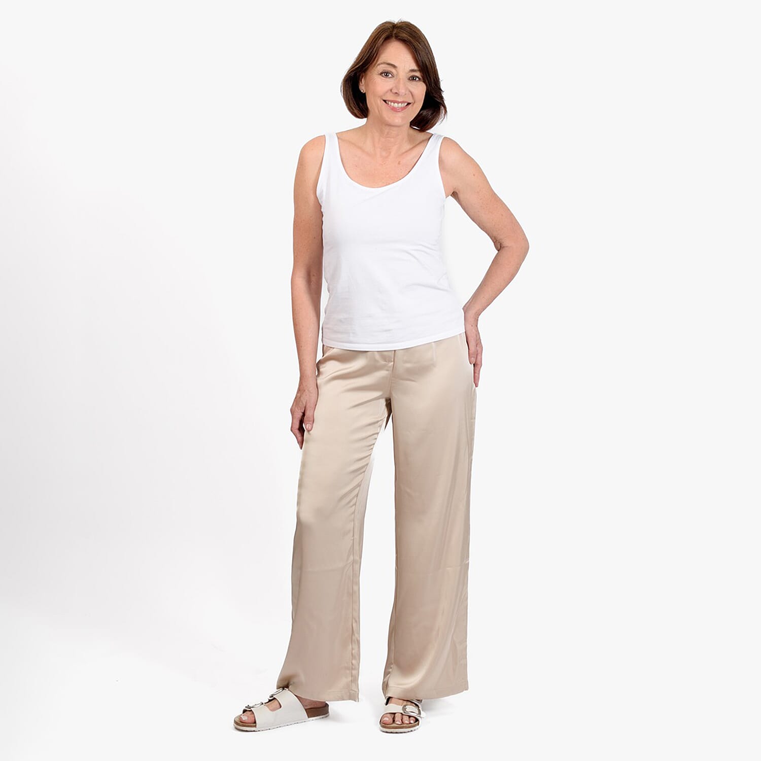 La Marey Elastic Waistband Trouser (Size 12) - Beige