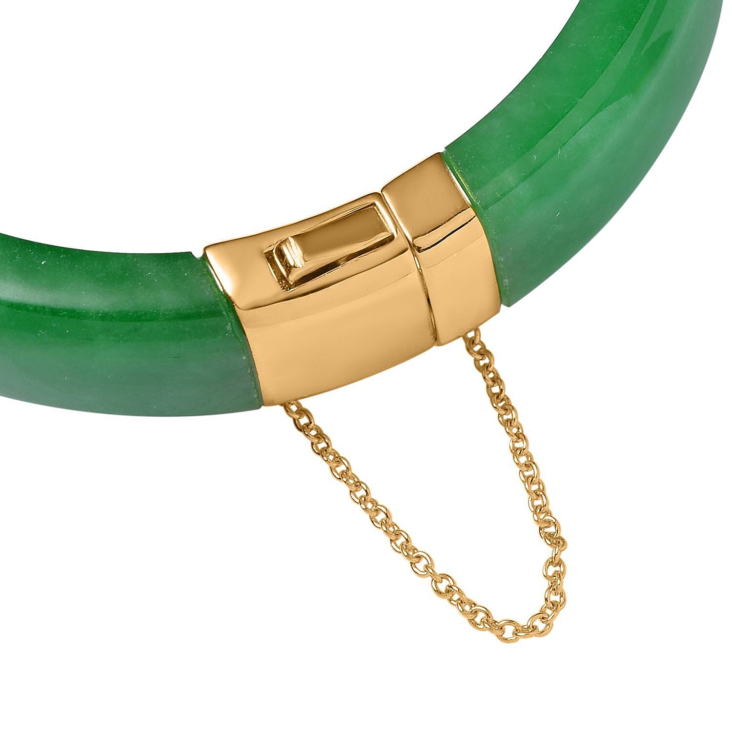 Designer Inspired - Green Jade Bangle (Size 7.5) in 18K Yellow Gold Vermeil Plated Sterling Silver 270.00 Ct