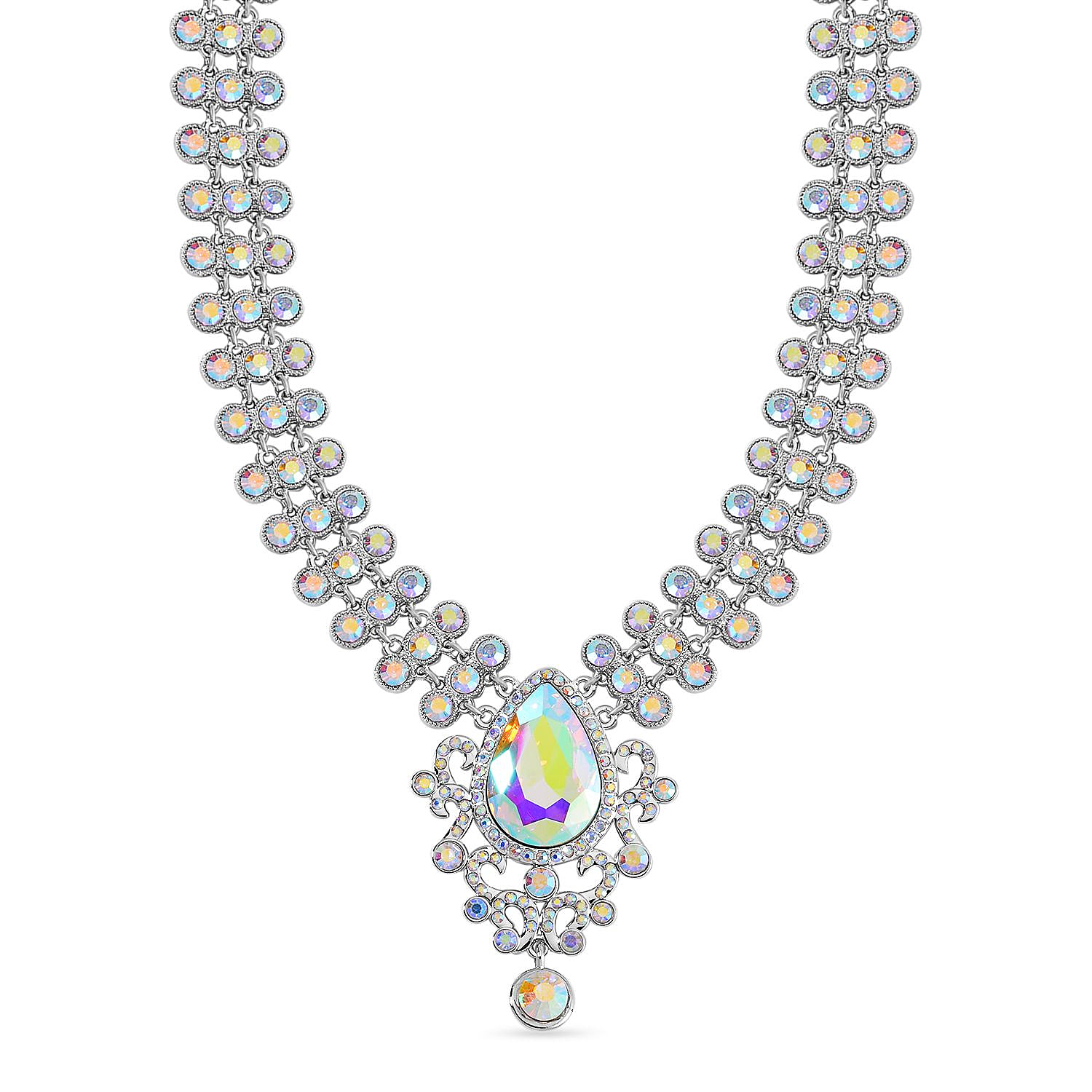 Mystic White Austrian Crystal Necklace (Size - 20)