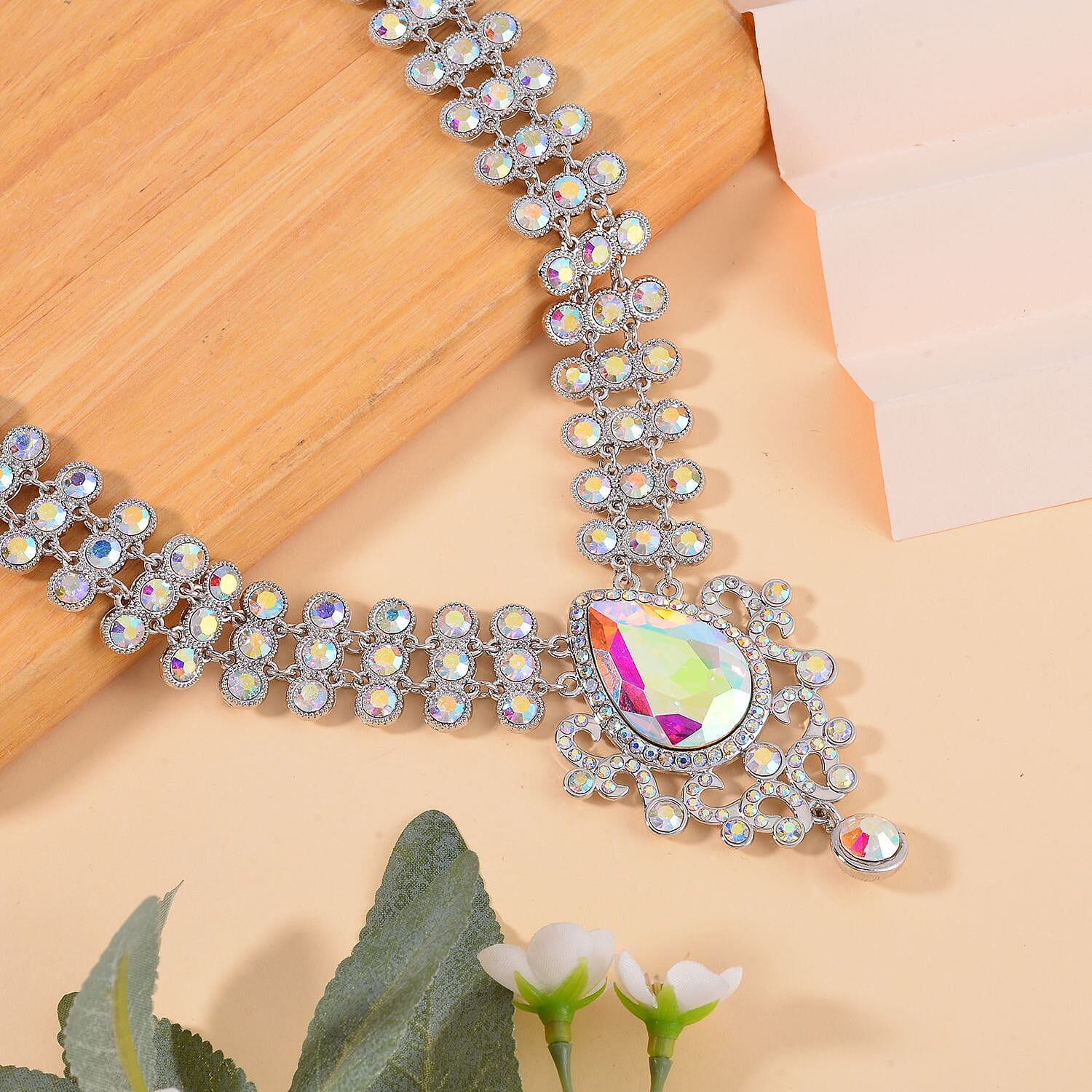  Mystic White Austrian Crystal Necklace (Size - 20)