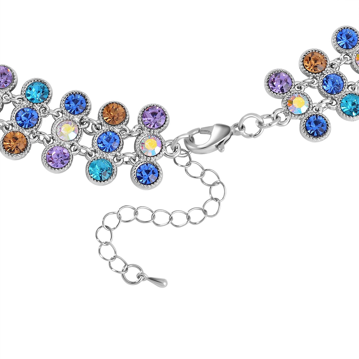 Blue & Multi Colour Austrian Crystal Necklace (Size - 20)