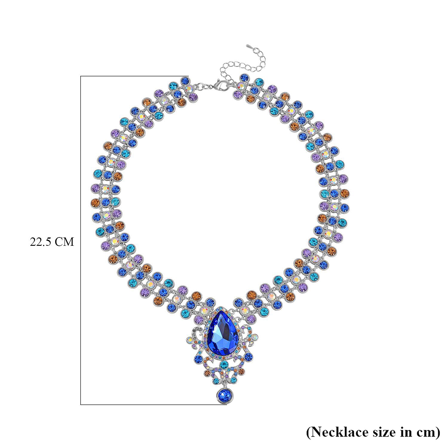 Blue & Multi Colour Austrian Crystal Necklace (Size - 20)