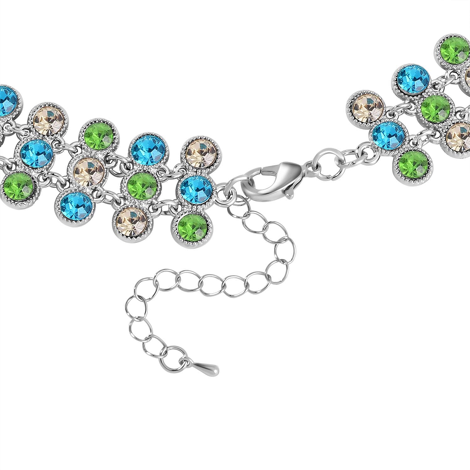 Green & Multi Colour Austrian Crystal Necklace (Size - 20)