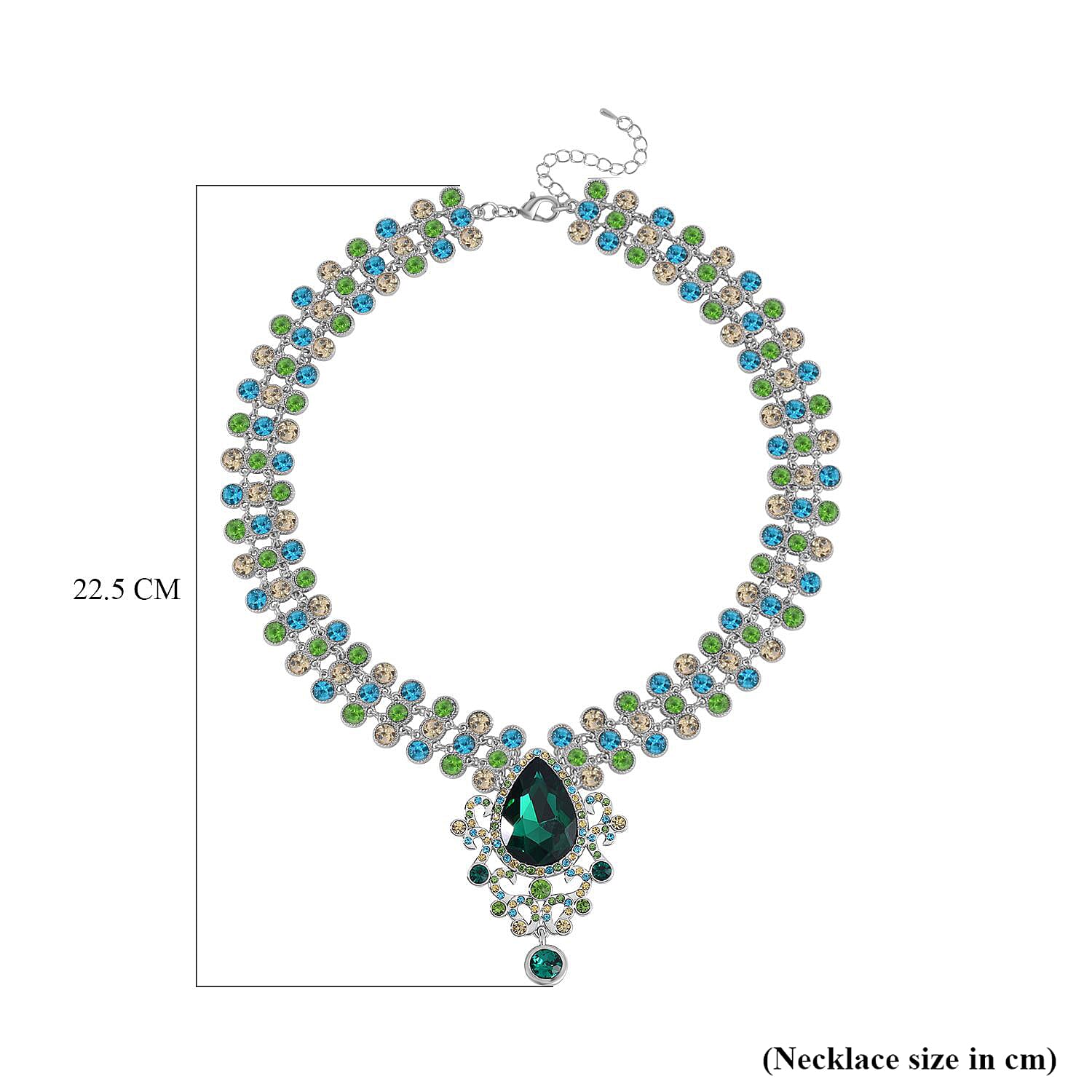 Green & Multi Colour Austrian Crystal Necklace (Size - 20)