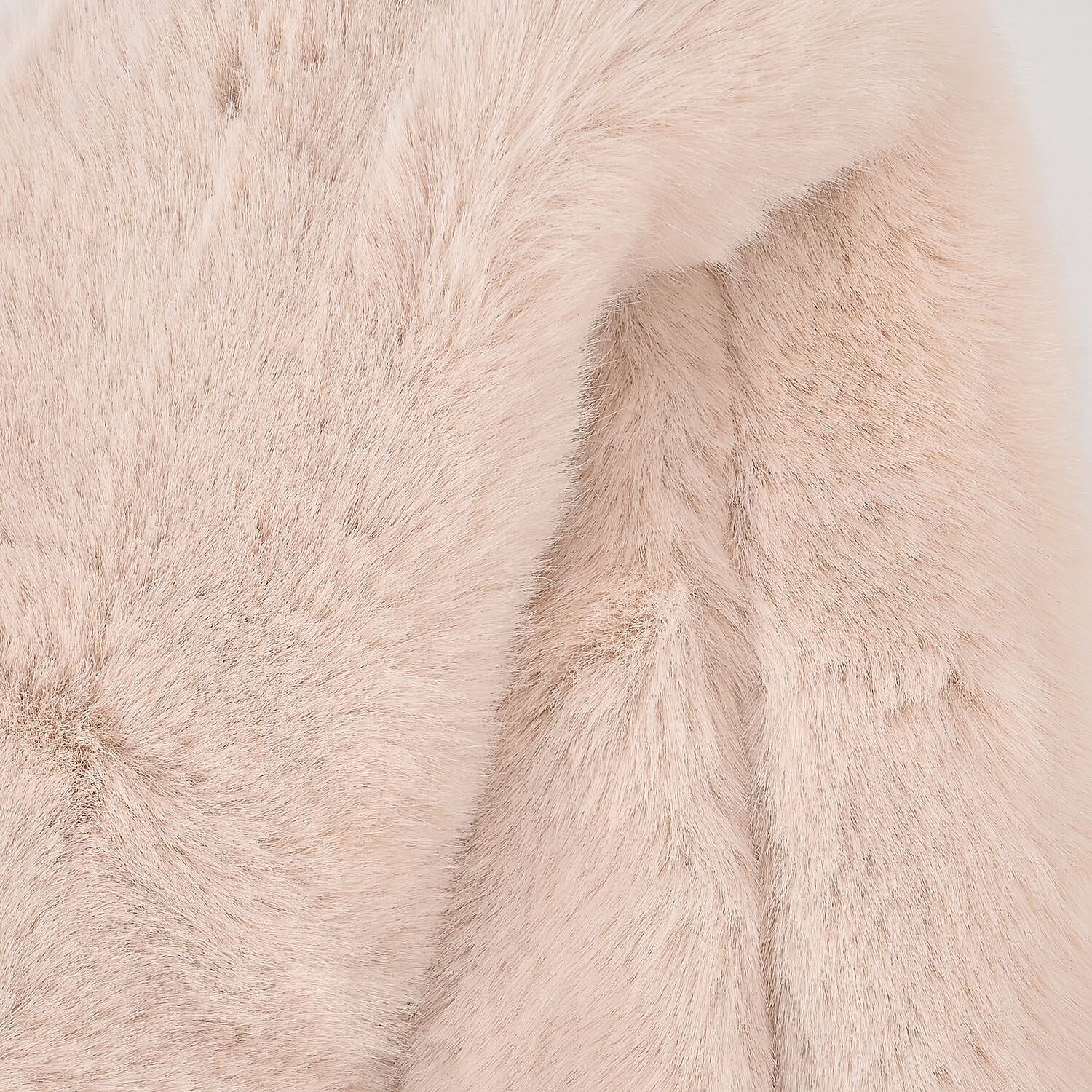 Unique Women Faux Fur Collar Scarf with Polka Dot Printed Knitted Strap (Size 80x9 cm) - Beige & Black