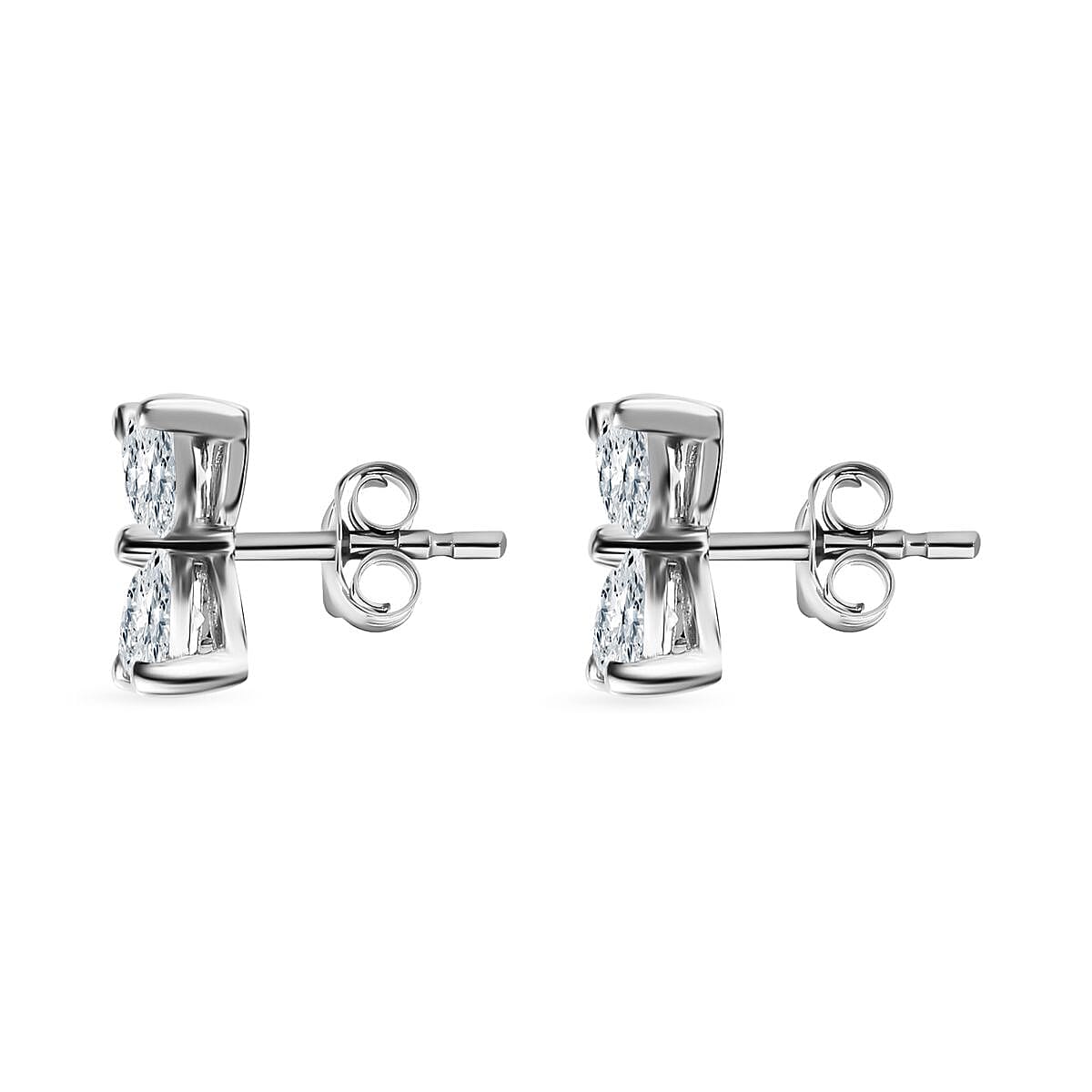 Moissanite Floral Earrings in Platinum Overlay Sterling Silver 1.77 Ct.