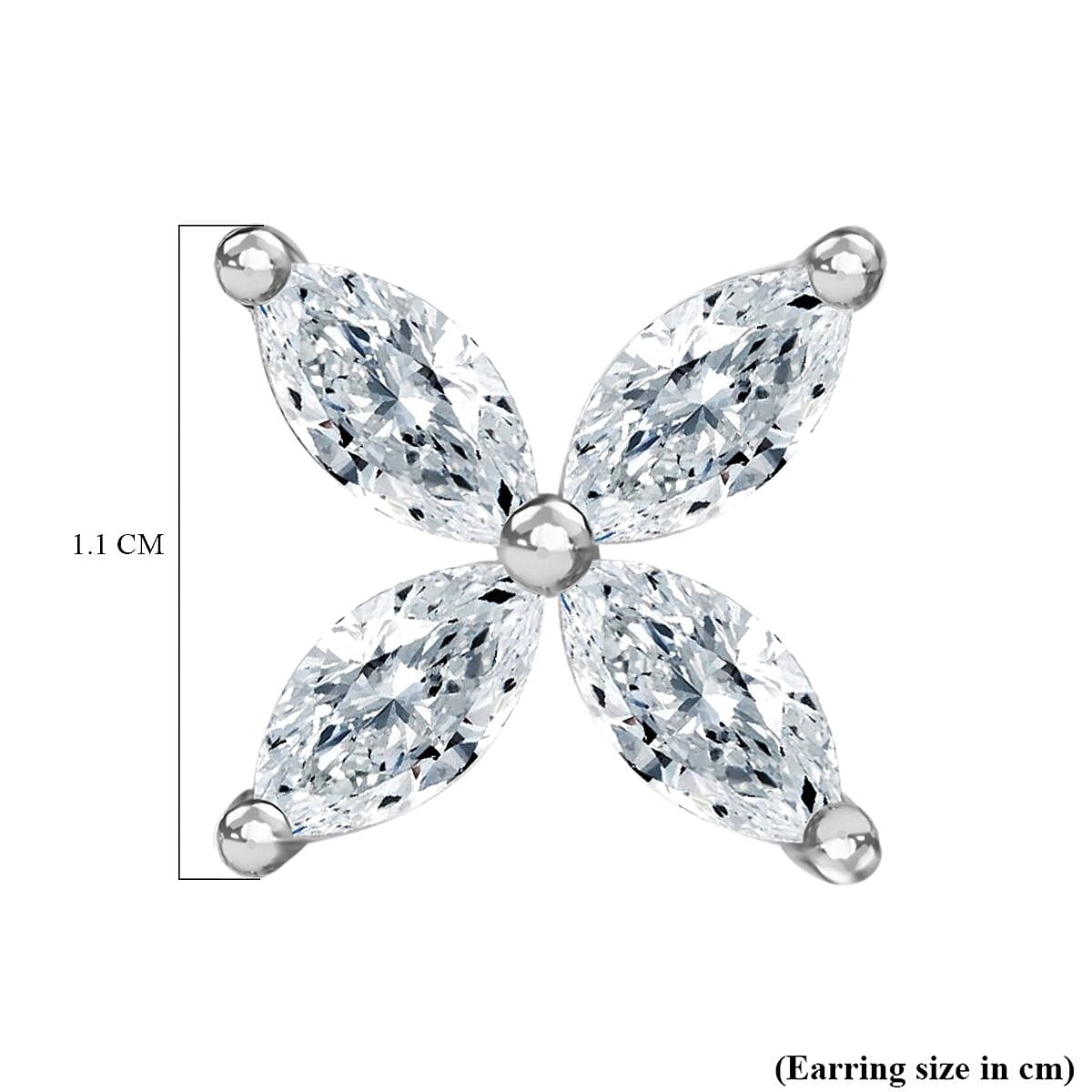 Moissanite Floral Earrings in Platinum Overlay Sterling Silver 1.77 Ct.