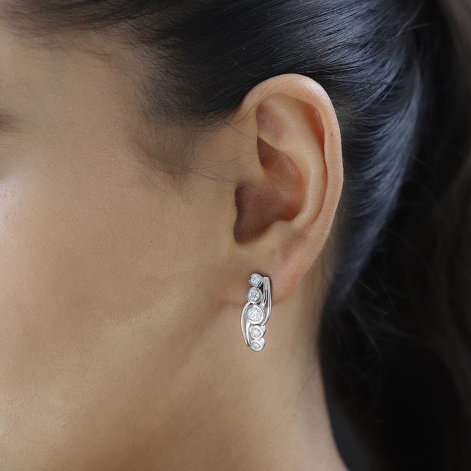 Moissanite Earrings in Platinum Overlay Sterling Silver 1.24 Ct.