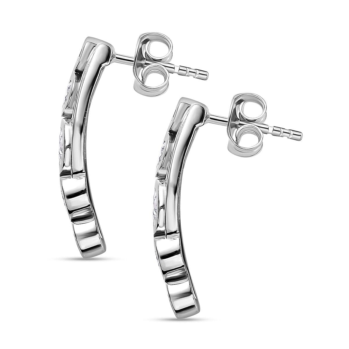 Moissanite Earrings in Platinum Overlay Sterling Silver 1.24 Ct.