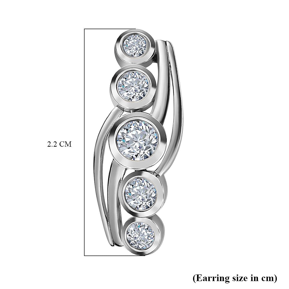 Moissanite Earrings in Platinum Overlay Sterling Silver 1.24 Ct.
