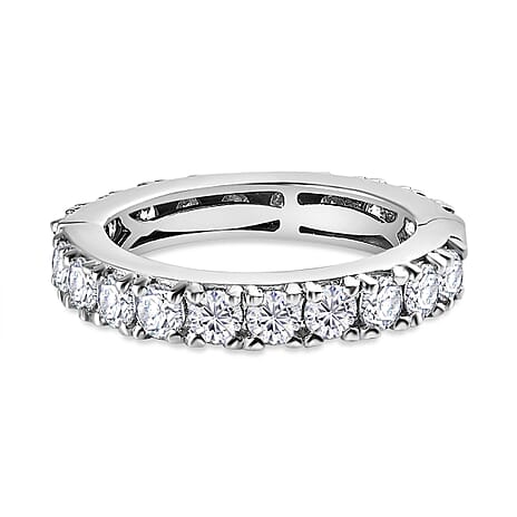 Moissanite  Band Ring in Platinum Overlay Sterling Silver 1.96 ct  1.932  Ct.