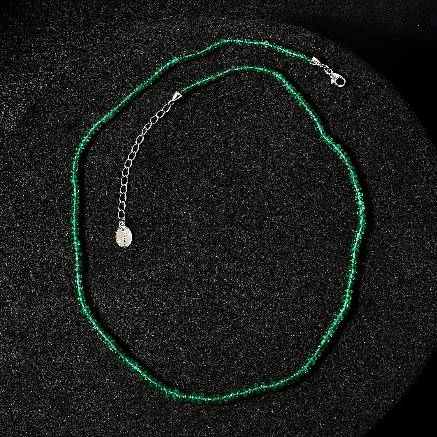 950 Platinum  AAAA  Emerald  Necklace (Size - 18) 36.00 ct,  Platinum Wt. 2.54 Gms  37.660  Ct.