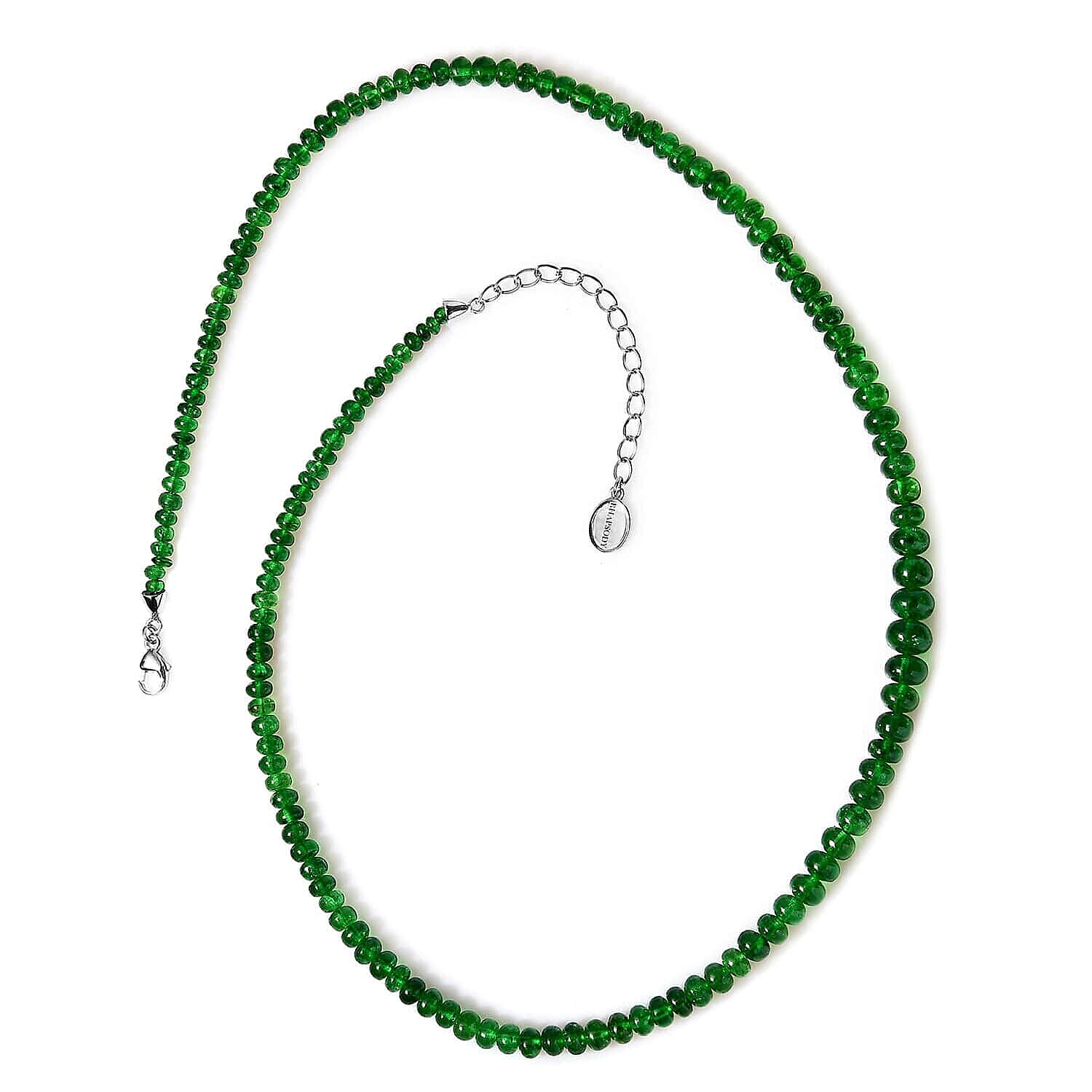 950 Platinum  AAAA  Tsavorite Garnet  Necklace (Size - 18) 92.00 ct,  Platinum Wt. 2.54 Gms  93.870  Ct.