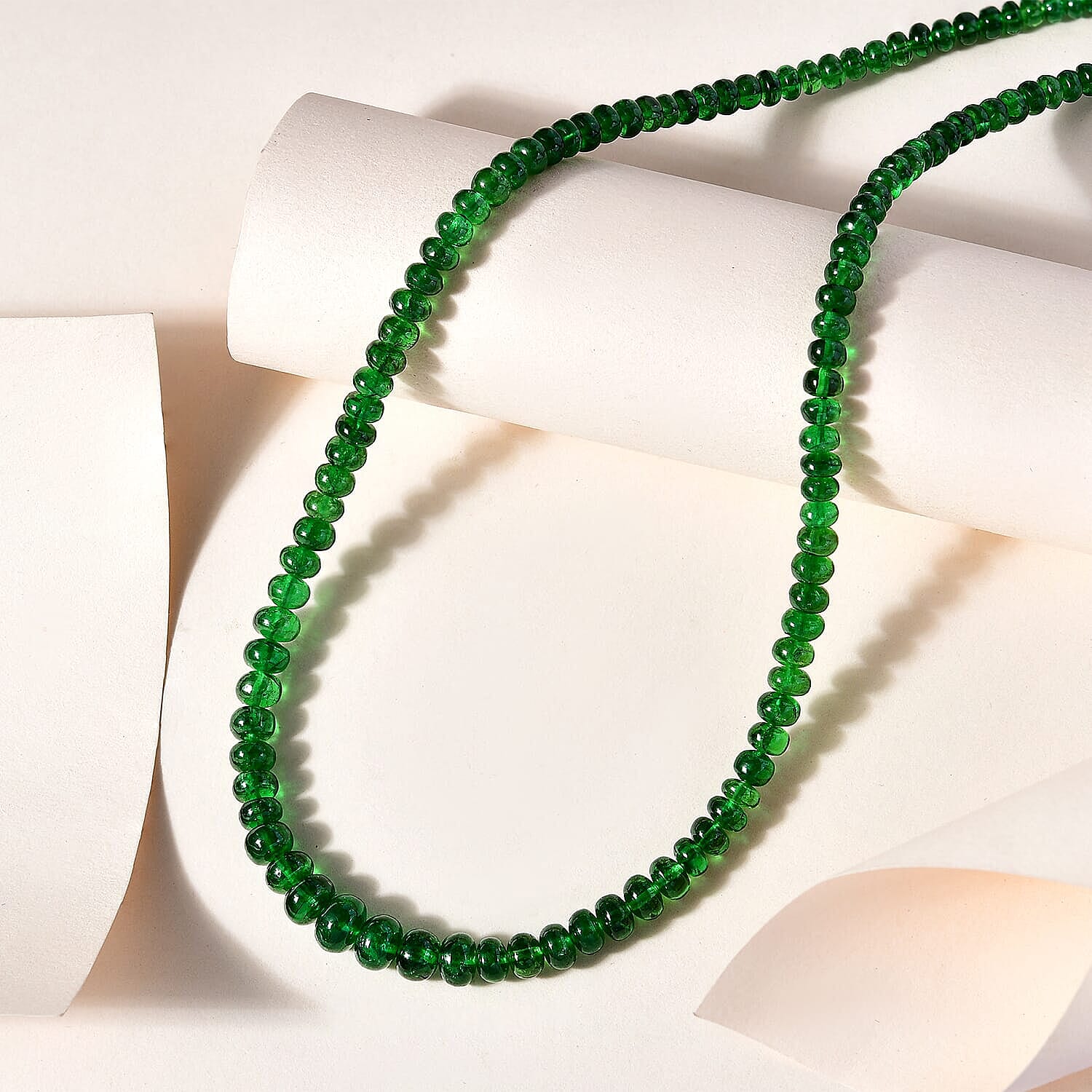 950 Platinum  AAAA  Tsavorite Garnet  Necklace (Size - 18) 92.00 ct,  Platinum Wt. 2.54 Gms  93.870  Ct.