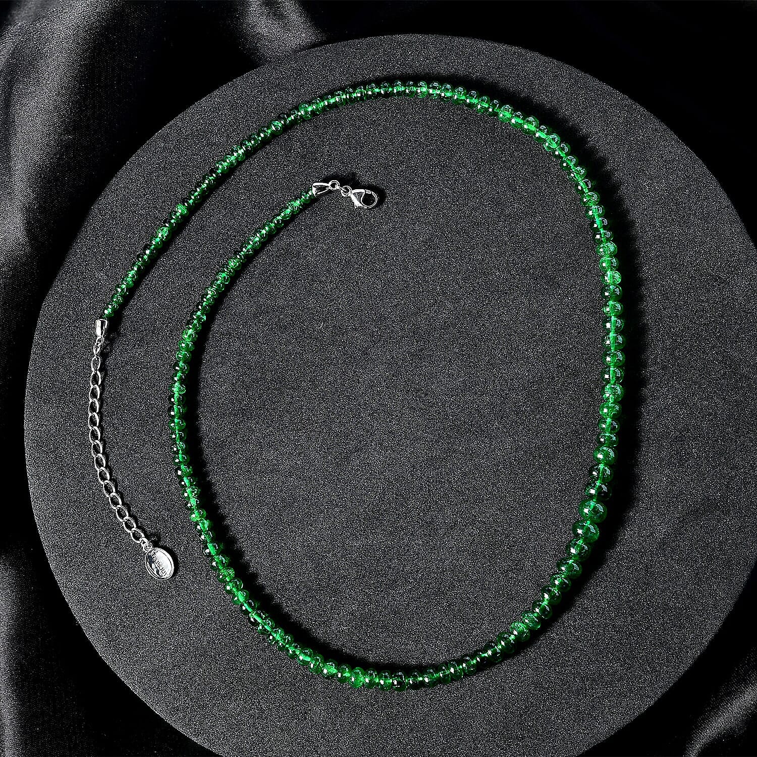 950 Platinum  AAAA  Tsavorite Garnet  Necklace (Size - 18) 92.00 ct,  Platinum Wt. 2.54 Gms  93.870  Ct.
