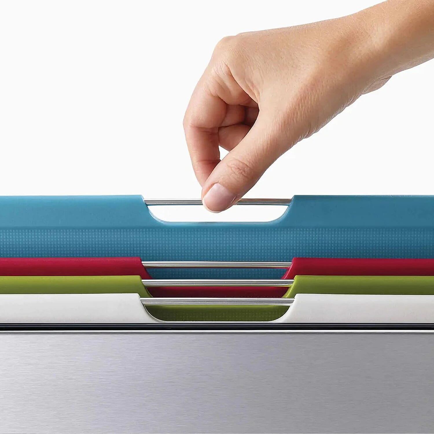 Folio Steel 4-Piece Chopping Board Set - Silver