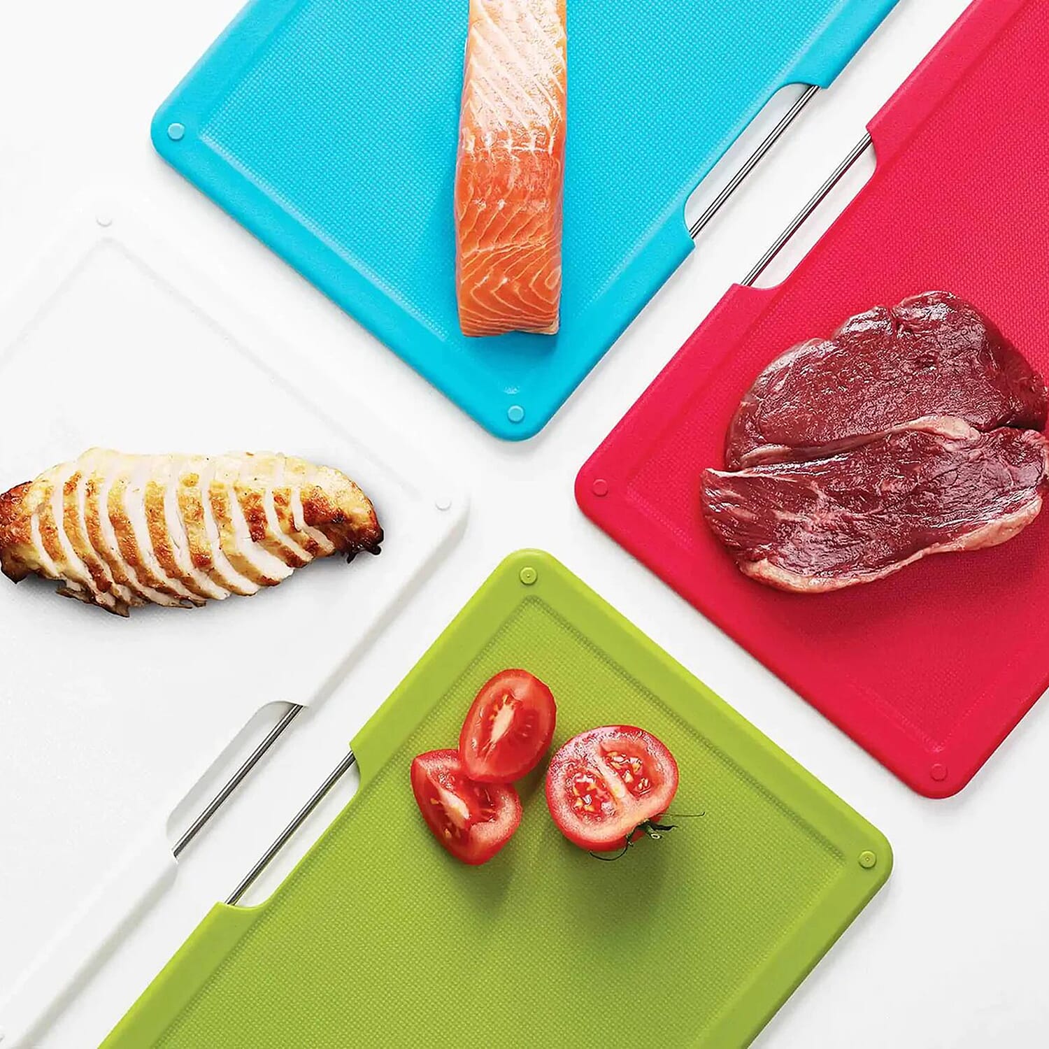 Folio Steel 4-Piece Chopping Board Set - Silver