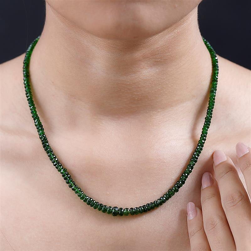 14K Yellow Gold  AAA   Natural Chrome Diopside  Necklace (Size - 18) 76.83 ct,  Gold Wt. 2.26 Gms  76.830  Ct.